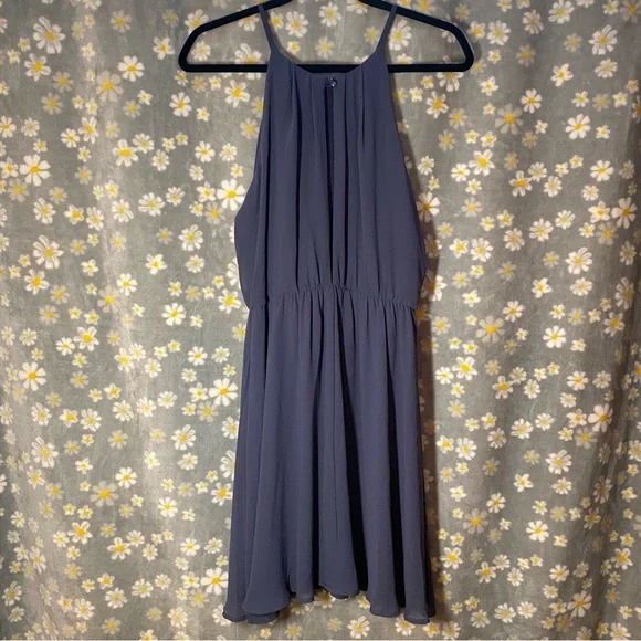 Lush | Dresses | Lush Blue Pleated Halter Sundress For Wedding Guest |  Poshmark
